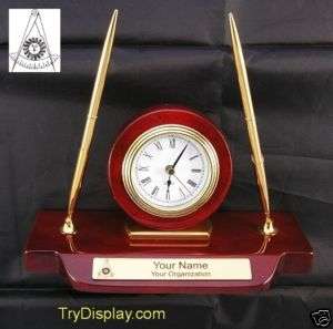 Masonic Past Master #03 Desk Set Clock Pens Gift Mason  