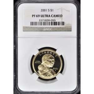    2001 S NGC PF 69 ULTRA CAMEO Sacagawea Dollar 