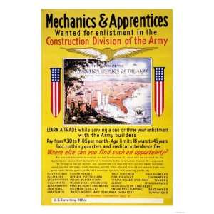 Mechanics and Apprentices Wanted for Enlistment Giclee Poster Print 