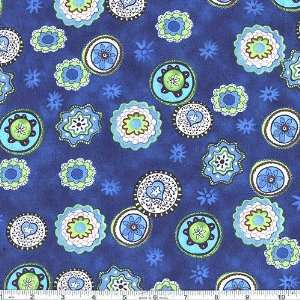  45 Wide Aquarius Medallions Blue Fabric By The Yard 