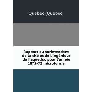   aqueduc pour lannÃ©e 1872 73 microforme QuÃ©bec (Quebec) Books