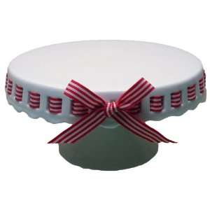 Gracie China 10 Inch Round Porcelain Skirted Cake Stand Plain Round 