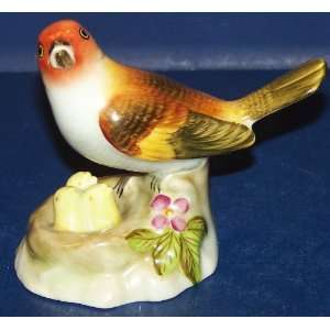   Handpainted Mother Bird with Nest and Worm Figurine 