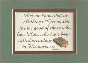 ROMANS 828 God works GOOD poems BIBLE verses plaques  