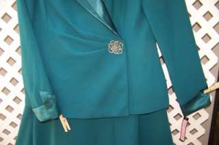BAHARI 10T GORGEOUS 2PC MOTHER OF THE BRIDE TEAL DRESS SKIRT SUIT 10 