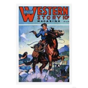 Western Story Magazine Gunning Em Down Premium Poster Print, 24x32 