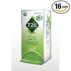 T2U Green Tea, 1.49 Ounce Bags (Pack of 16)  Grocery 
