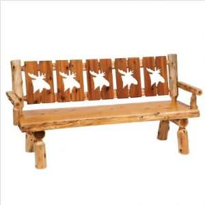   / 16133 Traditional Cedar Log Cut Out Log Bench with Back Size 48