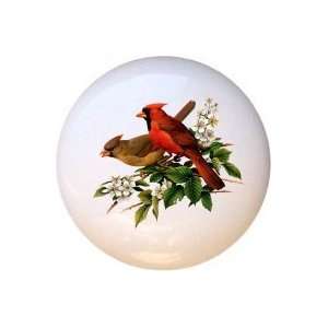  Birds Cardinal Pair Drawer Pull Knob