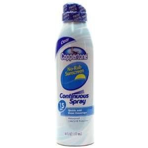  Coppertone Clear UVA/UVB SPF#15 Sunscreen Continuous Spray 