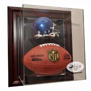  New York Jets Mini Helmet and Football Case Up Display 