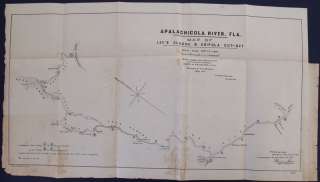1891 ANTIQUE MAP APALACHICOLA RIVER, FLORIDA MAP OF LEES SLOUGH 