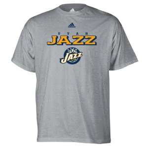  Utah Jazz Grey adidas True Logo Short Sleeve T Shirt 