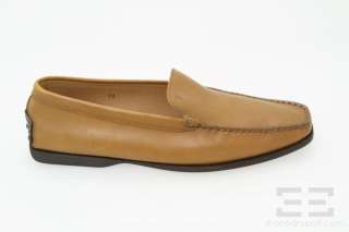 Tods Brown Leather Moccasin Loafers Size 11  