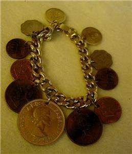  Dangling Coin Bracelet Love Token Travel Foreign 1944 1962  