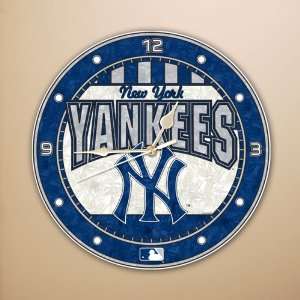  New York Yankees Art Glass Wall Clock