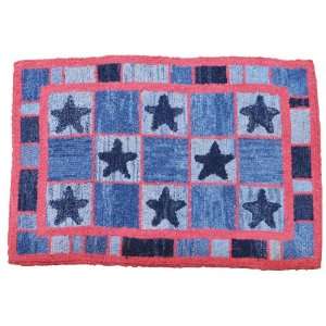  Studio At Red Top Ranch Denim Stars Hand Hooked Rug 27x40 