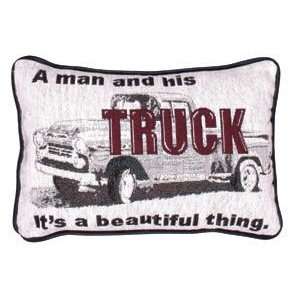  TAPESTRY WORD PILLOW SIMPLY HOME MAN & HIS TRUCK
