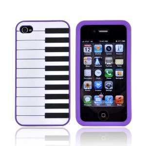  For Apple iPhone 4S 4 Purple Piano Rubbery Feel Silicone 
