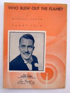WHO BLEW OUT THE FLAME Sheet Music 1938 Banjo Ukulele  