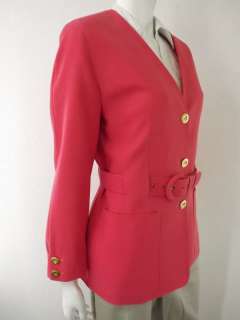 Womens blazer jacket 100% wool pink Louis Feraud L 10 career work 