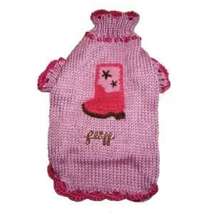    Dog Cowboy   Pink Dog Sweater with Cowboy Boot XS 
