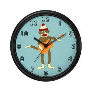  Sock Monkey Acoustic Guitar Player Wall Clock