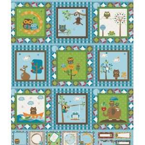  Flannel Hooty Hoot Kangaroo Panel Blue by Riley Blake 