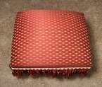 Small Upholstered Footstool Ottoman Red Burgundy Fabric  