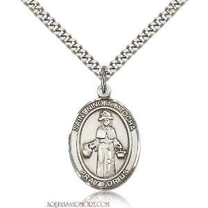  St. Nino de Atocha Large Sterling Silver Medal Jewelry