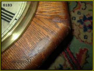 Ansonia Antique Octagon Oak wood Wall Clock Regulator time  