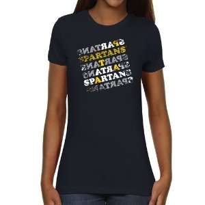  UNCG Spartans Ladies Crossword Slim Fit T Shirt   Navy 