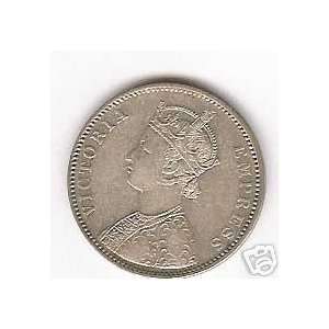  INDIA 1877 RUPEE SILVER COIN 