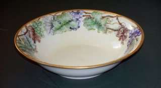 Limoges France Antique Porcelain Hand Painted Grapes Bowl 9 3/8 