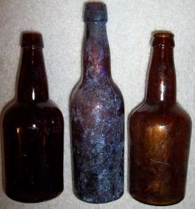 Antique Rainbow Brown Glass Beer RARE SB&CO. BOTTLE  