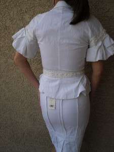 NWT $1700 Antonio Berardi 38 00 XXS white cotton suit  