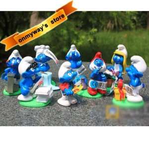   5sets outing smurfs stuffed 8 figure movie plush anminal toy doll 
