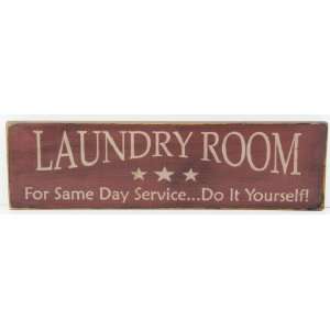  Messenger Block Wood Laundry Room Distressed Country 