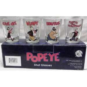  POPEYE Characters 4 Piece 1.5 oz SHOT GLASS BOXED SET 