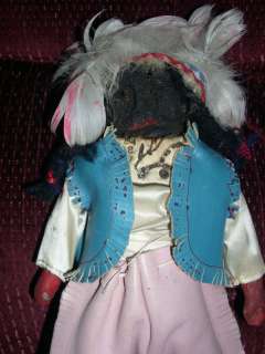 Vintage Indian Applehead Doll On Stand  