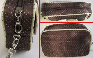 Brown Bowknot Dot Case Cosmetic Makeup Bag Purse Wallet Handbag  