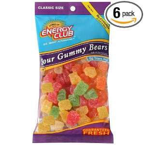 Energy Club Gummy Bears, Sour, 8.0 Ounce Bags (Pack of 6)  