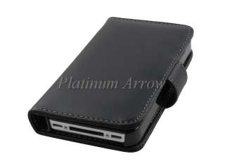 Book Type Leather Case Wallet Pouch for Apple iPhone 4 4S Black  
