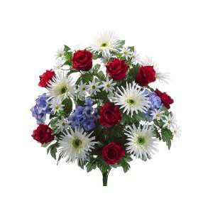  Faux 26 Rose/Gerbera Daisy/ Hydrangea Bush X24 Red White 