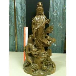  Quan Yin Carved Wooden Statue 