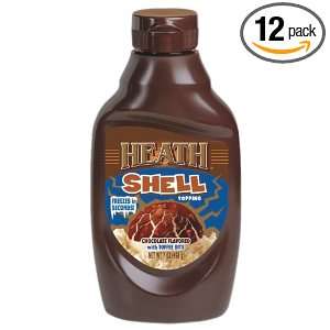 Hersheys Shell Toppings, Chocolate with Toffee Bits, 7 Ounce Bottles 