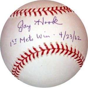 Jay Hook autographed official Major League Baseball 1st Win Mets 