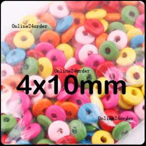 400Pcs Mix Wooden Flat Wood Spacer Beads 4x10mm D248  