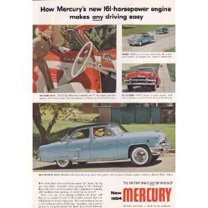  1954 Ad Ford Mercury Blue Sun Valley Original Vintage Car 
