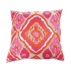 Kim Seybert Ikat Fuchsia/Orange Linen Throw Pillow 26 in 